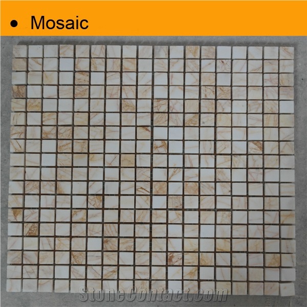 Gold Spider Marble Mosaic Tile for Wall, Golden Spider Yellow Marble Mosaic