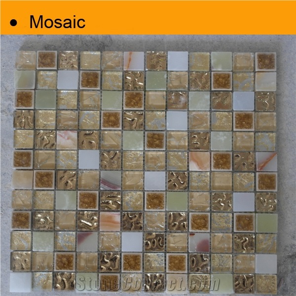 Mix Metal and Jade Mosaic Tile for Wall