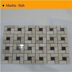 Mosaic Sheet for Wall, Cream Marfil Marble ,nero Marquina Beige Marble Mosaic