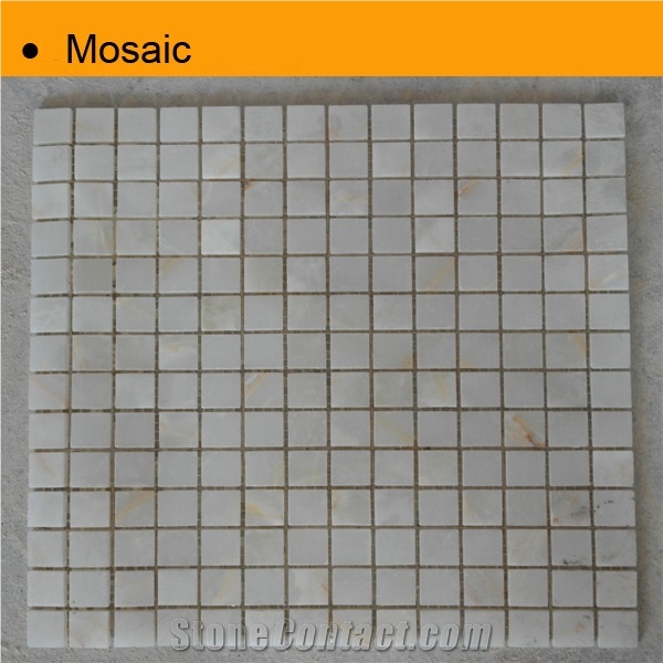 Natural Stone Mosaic Onyx Mosaic Tile, White Onyx Mosaic