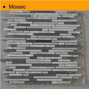 Natural Stone Strip Mosaic for Wall Tile, Bianco Carrara White Marble Strip Mosaic