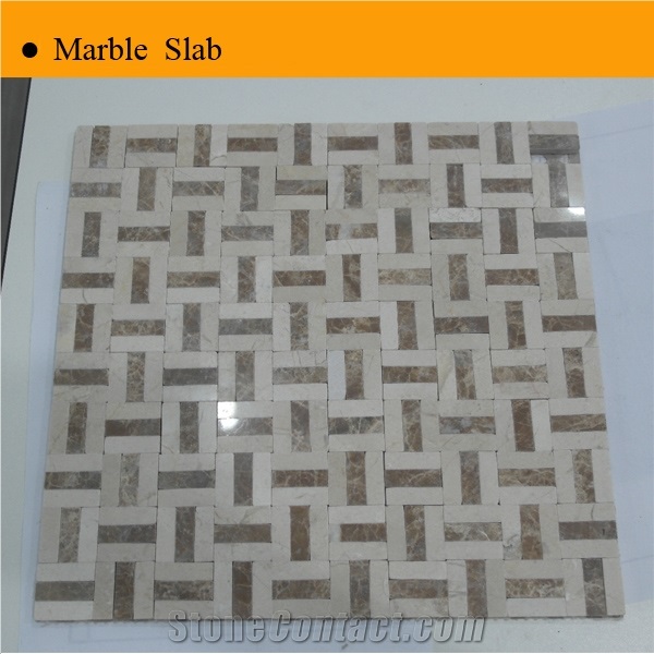 Promotion Stone Mosaic Tile, Cream Marfil Marble,light Emperador Beige Marble Mosaic
