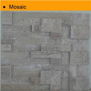 Roman Mosaic Tile Travertine Mosaic Tile, Grey Travertine Mosaic