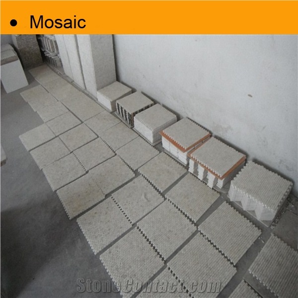 Square Stone Mosaic Tile Strip Mosaic Tile, White Travertine Strip Mosaic