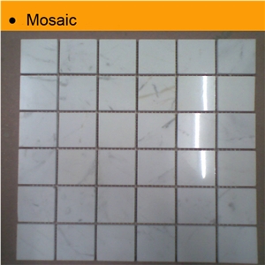 Stone Mosaic Tile with Mesh-back, Bianco Carrara White Marble Mosaic