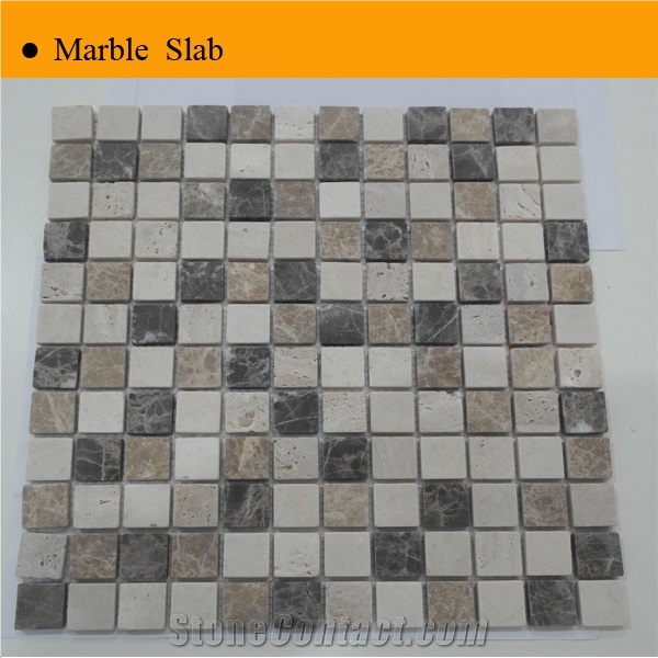 Tile Mosaic for Wall Decoration, Dark Emperador Brown Marble Mosaic
