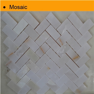 White Onyx Shaped Mosaic Tile