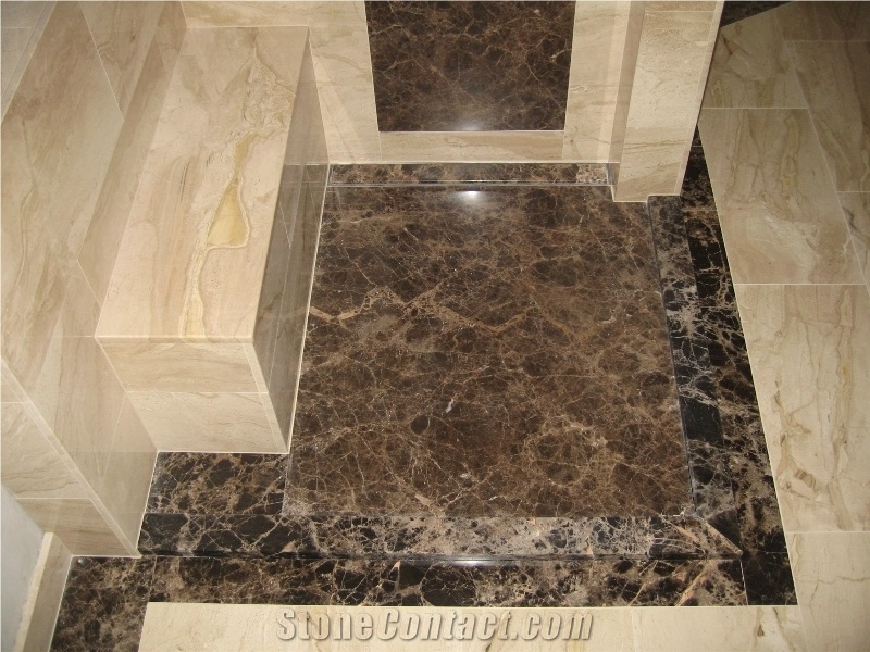 Emperador Dark and Daino Reale Floor Tiles, Spain Brown Marble