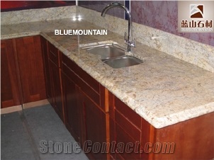Golden Crystal Granite Countertop Popular in USA, Golden Crystal Yellow Granite Countertop