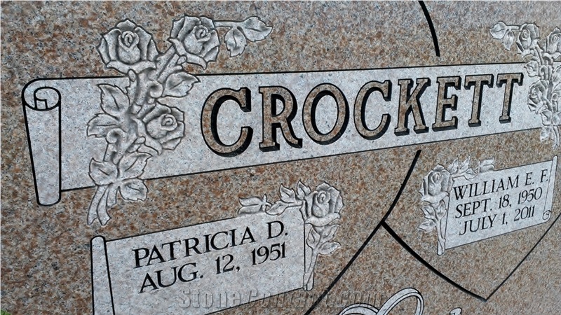 Autumn Rose Red Granite Engraved Tombstone