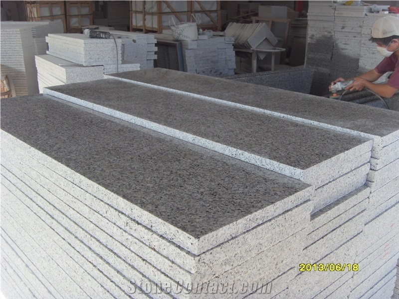 Polished G640 Granite Step, Bianco Sardo Grey Granite Step