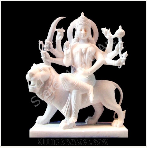 Durga Mata Indian God Statues, Taj White Marble Statues