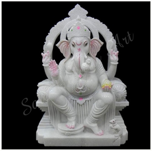 Ganesha Statues, Baroda White Marble Statues