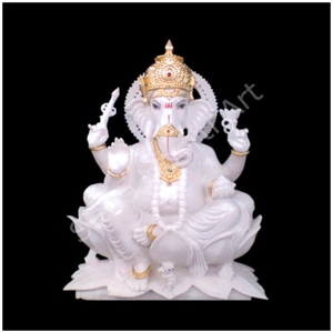 Ganesha Statues, Baroda White Marble Statues