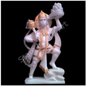 Hanuman Statues, Hi Pista White Marble Statues