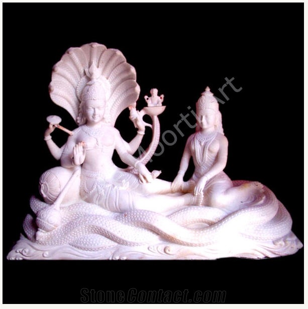 Laxmi Narayan Indian God Statues, Morwad White Marble Statues