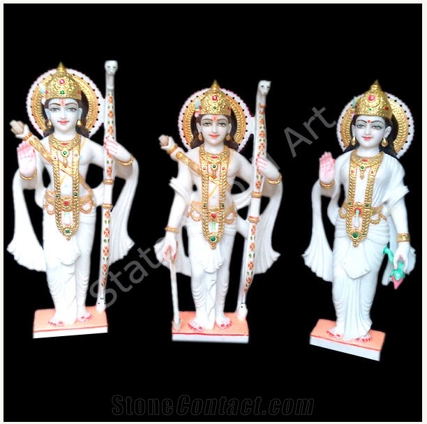 Ram Darbar Indian God Statues, Hi White Marble Statues