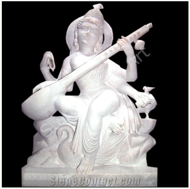 Saraswati Statues, Koteshwar Albeta White Marble Statues