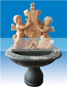Angel Wall Fountain, Sunset beige Marble Wall Fountain