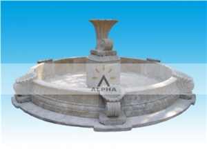 Antiqued Stone Fountain With Surrounds, Grey Marble Fountain