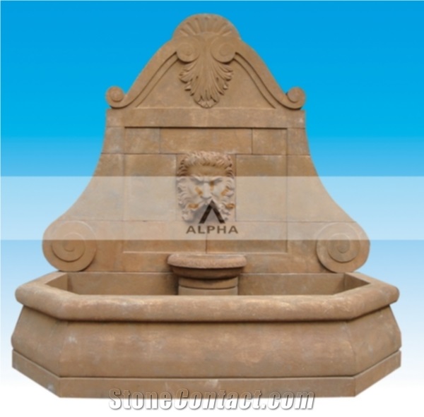 Antiqued Stone Wall Fountains, Guang Yellow Marble Wall Fountains