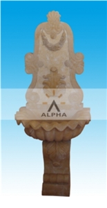 Beige Chinese Limestone Wall Fountain, Rum Beige Limestone Wall Fountain