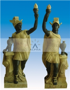 Black Roman Soldier Statues, Black Marble Statues
