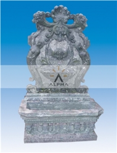 Carved Flower Wall Fountain, Gem Green Marble Wall Fountain
