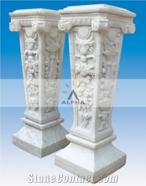 Carved Marble Bases, Sichuan White Marble Column