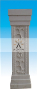 Carved White Marble Base