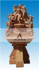 CHINA Stone Scoulpture Wall Fountain, Guizhou Wood Stone Beige Marble Wall Fountain