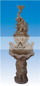 Chinese Stone Wall Fountain,Beige Marble Wall Fountain