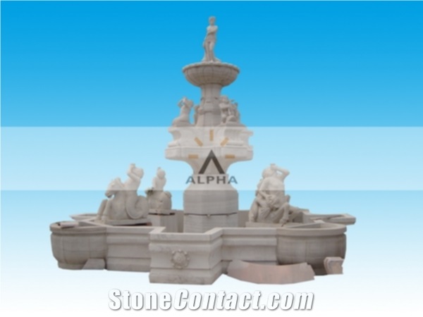 Customized Garden Fountain, Hunan White Marble Garden Fountain
