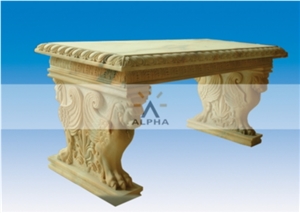 Garden Carved Bench, Resin Yellow Marble Bench