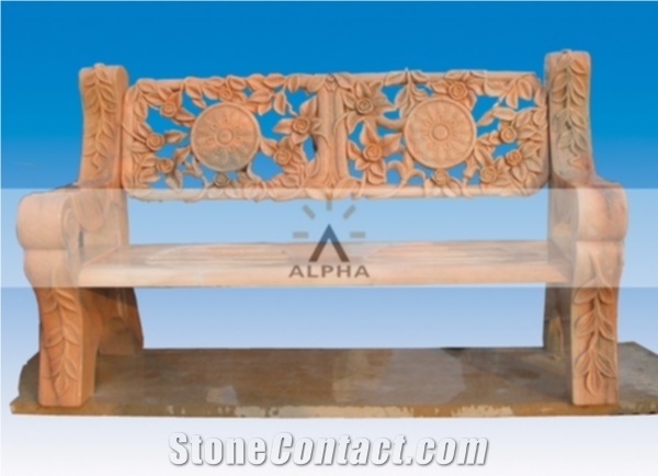 Garden Marble Bench, Pink Marble Bench