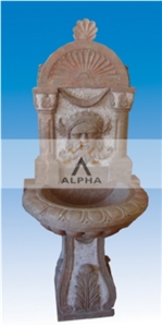 Human Head Wall Fountain, Guizhou Beige Marble Wall Fountain
