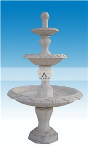 Indoor Water Fountain, White Marble Fountain