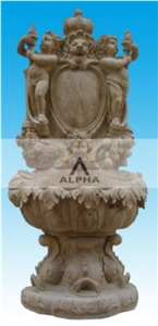 Lion Head Wall Fountain, Beige Marble Wall Fountain