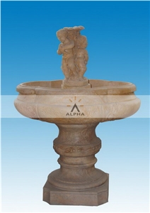 MARBLE CARVED FOUNTAIN, Yellow Marble Fountain