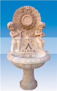 Marble Carved Wall Fountain, Yellow Marble Wall Fountain