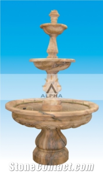 Marble Carved Water Feature Fountain, Sunset Beige Marble Water Features