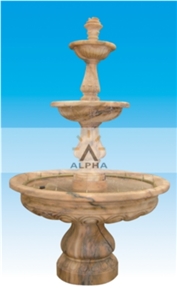 Marble Carved Water Feature Fountain, Sunset Beige Marble Water Features