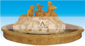 Marble Fountain For Garden, Yellow Marble Fountain
