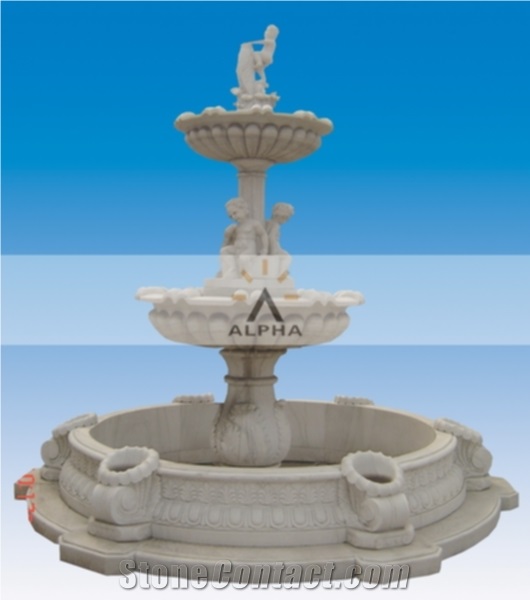 Stone Fountain For Garden, White Marble Fountain