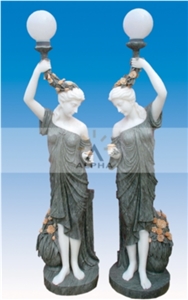 Stone Lamp Statues, White Marble Statues