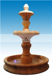 SUNSET RED FOUNTAIN, Beige Marble Fountain