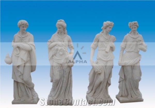 The Four Seasons Of God, White Marble Sculpture, Statue