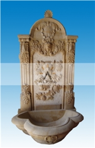 Anqi Beige Marble Wall Mounted Fountain