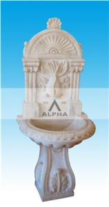 Wall Water Feature Fountain, Kwong Sal White Marble Water Features