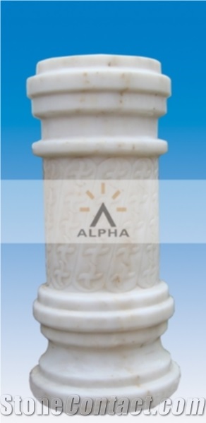 White Marble Pedestal, Calacatta Oro White Marble Column